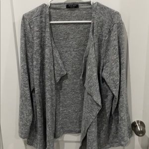 Grey jersey knit open cardigan